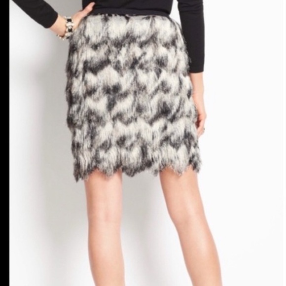 Ann Taylor Ombré Feathered Fringe Skirt Sz 4 - Picture 9 of 13